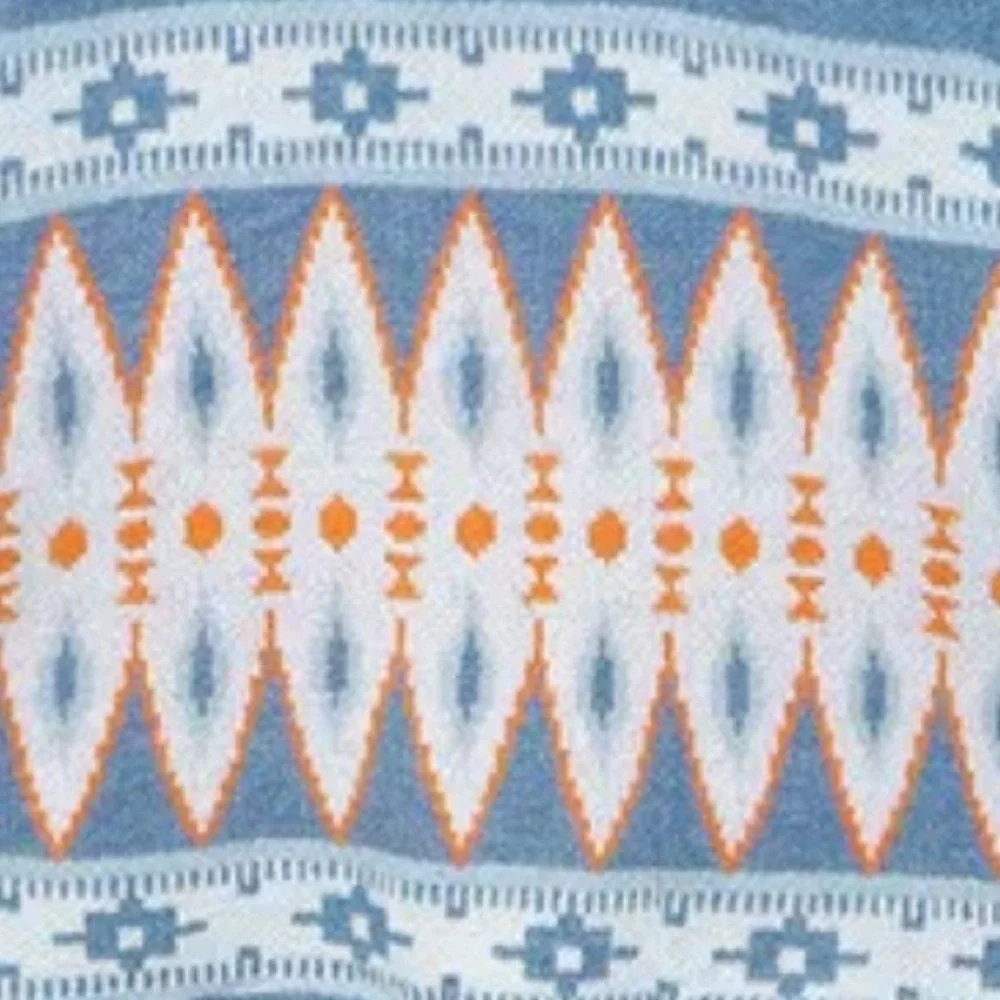 Cardigan Aztec Sweater ~ Long Sleeve Tribal Print Wool Knit Open Front in Blue - Picture 15 of 16